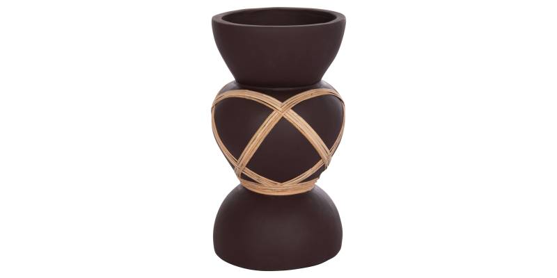 ΔΙΑΚΟΣΜΗΤΙΚΟ ΒΑΖΟ ΔΑΠΕΔΟΥ MAYNARD HM4672.07S TERRACOTTA ΣΟΚΟΛΑΤΙ-RATTAN Φ27.5x50Υεκ