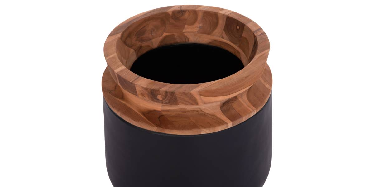 ΔΙΑΚΟΣΜΗΤΙΚΟ ΒΑΖΟ ΔΑΠΕΔΟΥ LINTER HM4662.01L FIBER CEMENT ΜΑΥΡΟ--ΞΥΛΟ ΤΕΑΚ Φ41x47Υεκ.