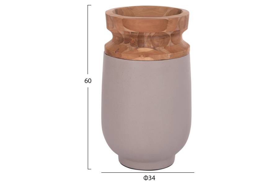ΔΙΑΚΟΣΜΗΤΙΚΟ ΒΑΖΟ ΔΑΠΕΔΟΥ LINTER HM4662.05S FIBER CEMENT ΓΚΡΙ ΜΑΤ--ΞΥΛΟ ΤΕΑΚ Φ34x60Υεκ