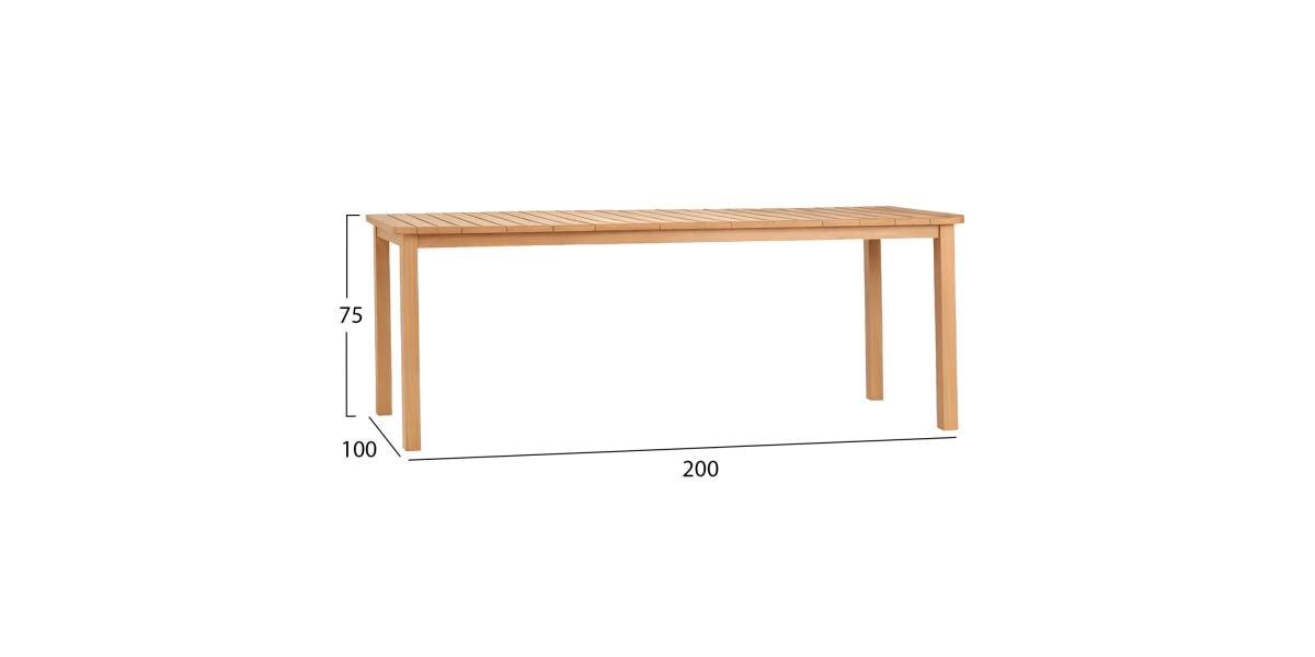 ΤΡΑΠΕΖΙ ΟΡΘΟΓΩΝΙΟ FINTO HM6616 ΞΥΛΟ TEAK--ΦΥΣΙΚΟ 200x100x75Υεκ.