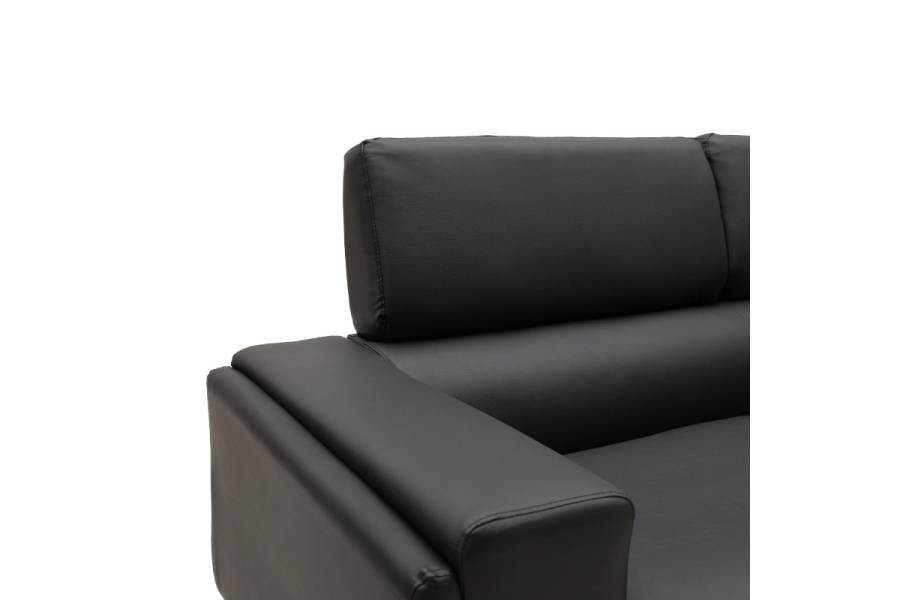 Καναπές Shea pakoworld 2θέσιος pu μαύρο-inox 158x80x87εκ