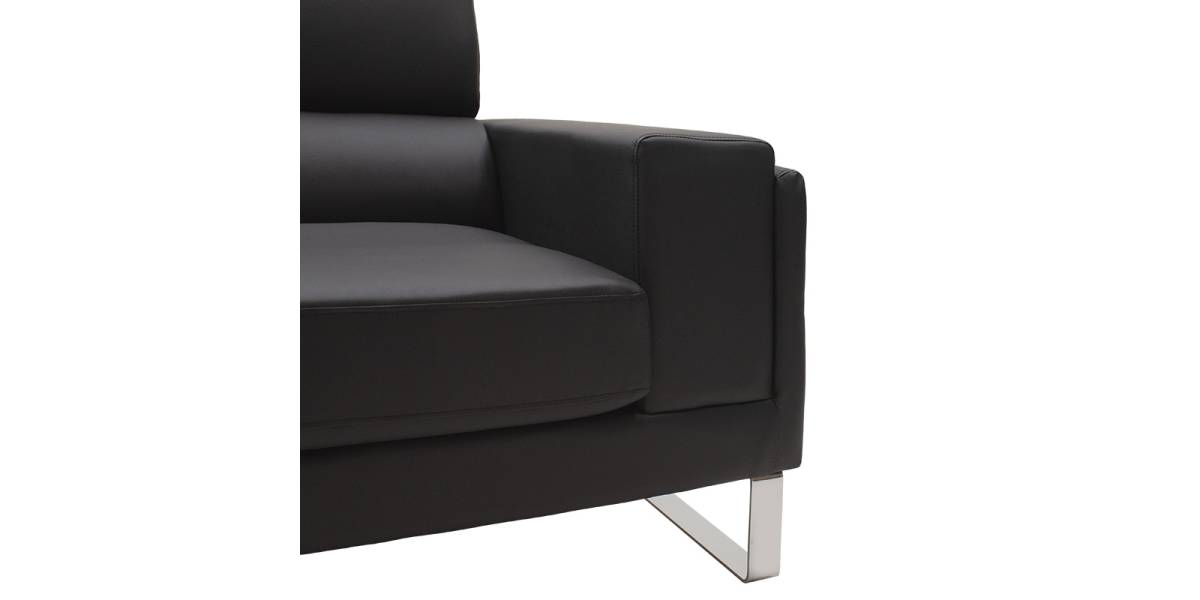 Καναπές Shea pakoworld 2θέσιος pu μαύρο-inox 158x80x87εκ