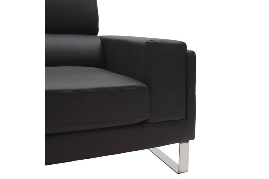 Καναπές Shea pakoworld 2θέσιος pu μαύρο-inox 158x80x87εκ