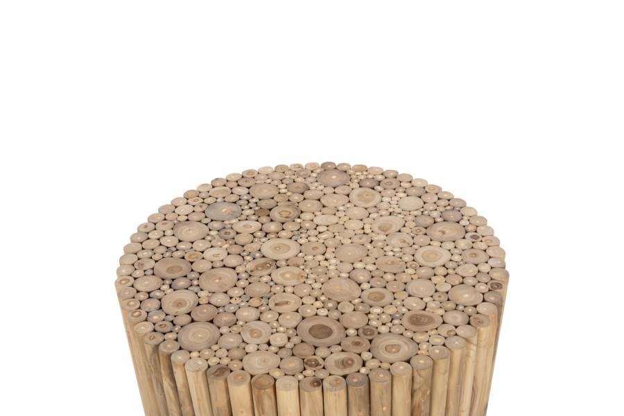 ΤΡΑΠΕΖΙ ΣΑΛΟΝΙΟΥ ΣΤΡΟΓΓΥΛΟ COOTER HM9863 ΚΛΑΔΙΑ TEAK-ΦΥΣΙΚΟ Φ80x50Υεκ.