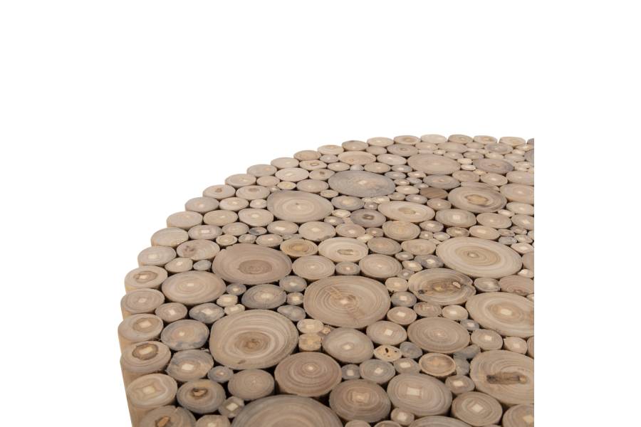 ΤΡΑΠΕΖΙ ΣΑΛΟΝΙΟΥ ΣΤΡΟΓΓΥΛΟ COOTER HM9863 ΚΛΑΔΙΑ TEAK-ΦΥΣΙΚΟ Φ80x50Υεκ.