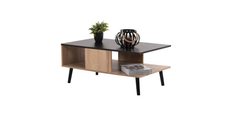 ΤΡΑΠΕΖΙ ΣΑΛΟΝΙΟΥ ΜΕ ΡΑΦΙ GUNNEZ HM9036.22 ΟΨΗ ΜΑΥΡΟ ΜΑΡΜΑΡΟ & ΟAK 90x54x38,5Υεκ.