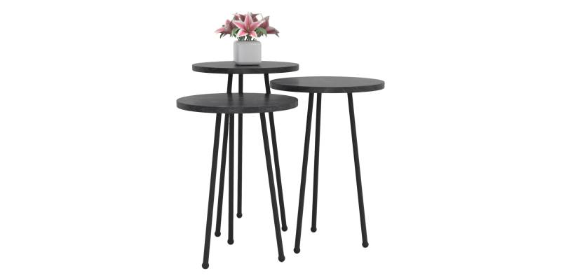 ΣΕΤ ΒΟΗΘ.ΤΡΑΠΕΖΑΚΙΑ KISSA HM18174.02 ΜΕΛΑΜΙΝΗ ΜΑΥΡΟ ΜΑΡΜΑΡΟ-ΜΑΥΡΑ ΜΕΤΑΛ.ΠΟΔΙΑ