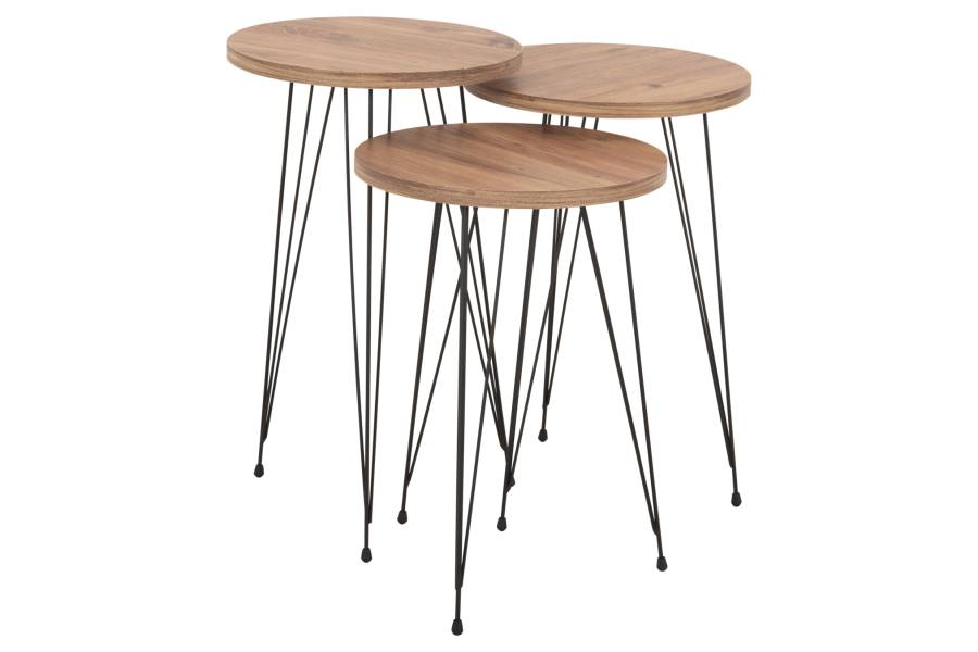 ΣΕΤ ΒΟΗΘ.ΤΡΑΠΕΖΑΚΙΑ NISSA HM18173.04 ΜΕΛΑΜΙΝΗ ΣΕ ΦΥΣΙΚΟ-ΜΑΥΡΑ ΜΕΤΑΛ.ΠΟΔΙΑ