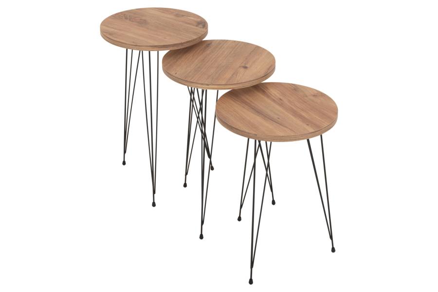 ΣΕΤ ΒΟΗΘ.ΤΡΑΠΕΖΑΚΙΑ NISSA HM18173.04 ΜΕΛΑΜΙΝΗ ΣΕ ΦΥΣΙΚΟ-ΜΑΥΡΑ ΜΕΤΑΛ.ΠΟΔΙΑ