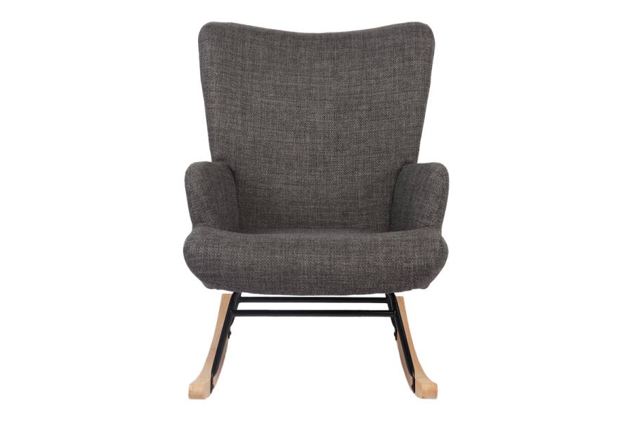 Κουνιστή πολυθρόνα Jianna pakoworld ανθρακί ύφασμα με πόδι σε φυσική απόχρωση 79x64x89εκ