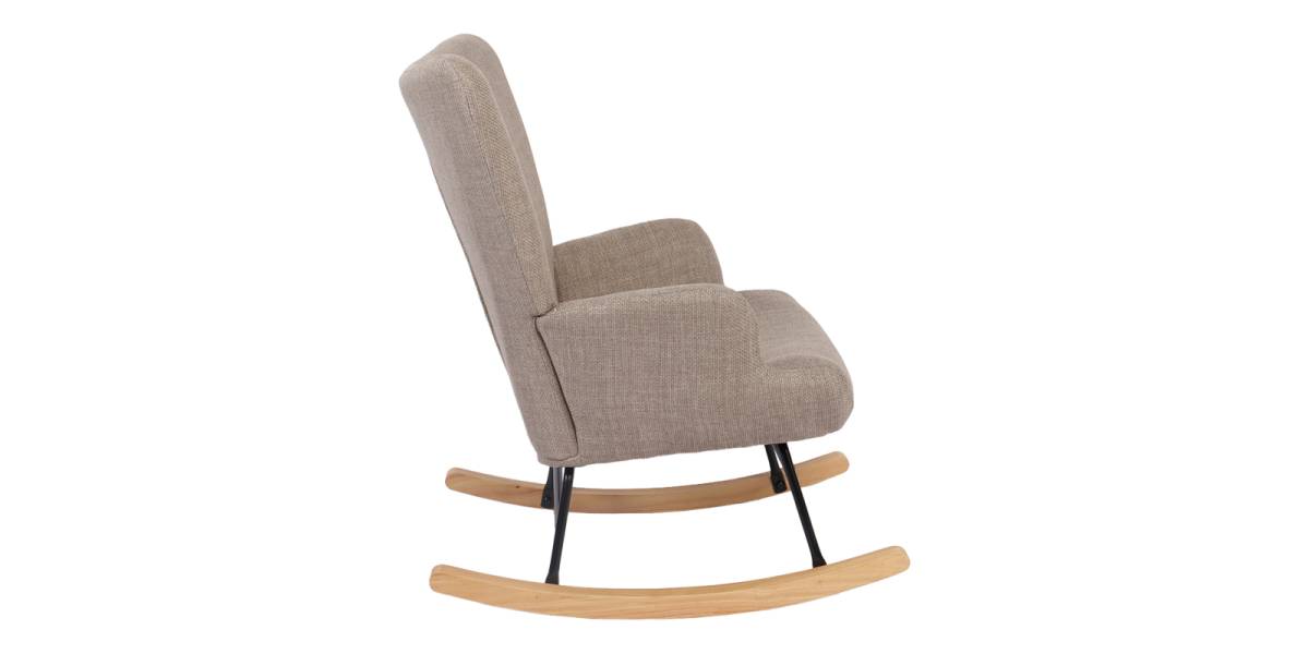 Κουνιστή πολυθρόνα Jianna pakoworld γκρι-μπεζ ύφασμα με πόδι σε φυσική απόχρωση 79x64x89εκ