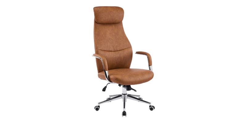 Καρέκλα γραφείου διευθυντή Ferka pakoworld καφέ pu 64x71x120-128εκ