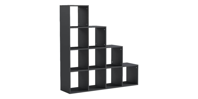 Βιβλιοθήκη Scala pakoworld ανθρακί 129.5x29x129.5εκ