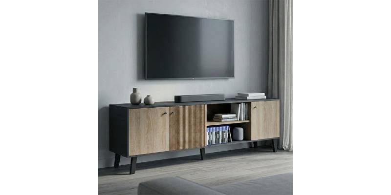 Έπιπλο τηλεόρασης Tuscany pakoworld sonoma-ανθρακί 180x41x51εκ