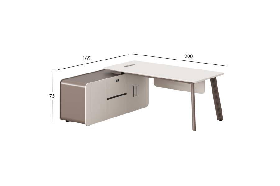 ΓΡΑΦΕΙΟ ΑΡΙΣΤΕΡΗ ΓΩΝΙΑ NEWLINE HM18271L ΜΕΛΑΜΙΝΗ ΕΚΡΟΥ-ΑΝΟΙΧΤΟ ΚΑΦΕ 200x165x75Υεκ