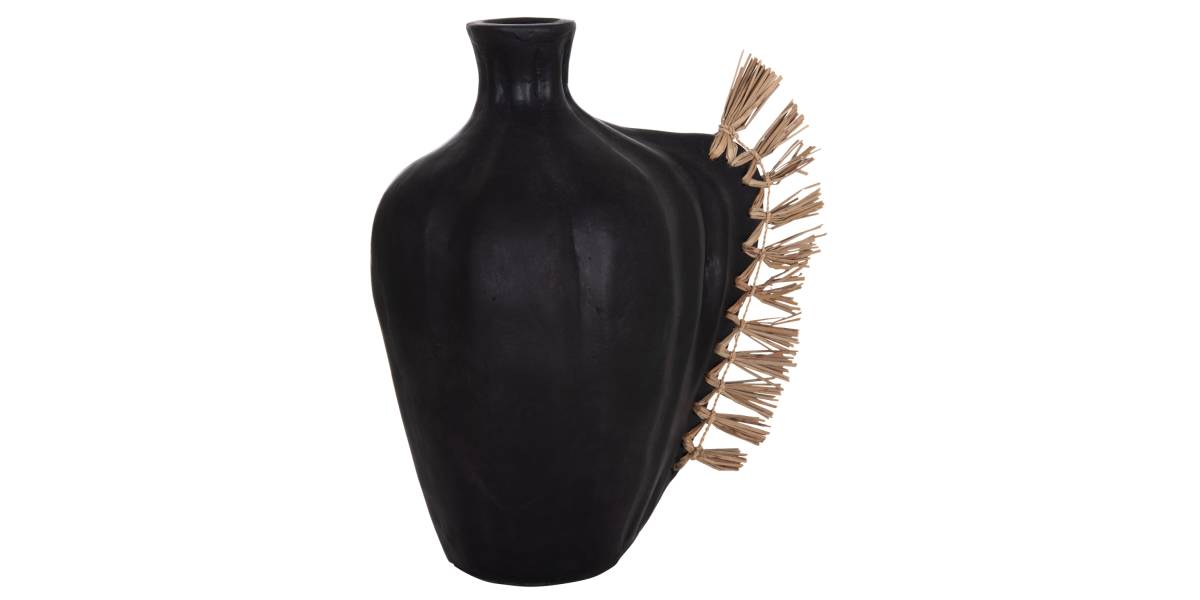 ΕΠΙΤΡΑΠΕΖΙΟ ΔΙΑΚΟΣΜΗΤΙΚΟ JEBB HM4689.01 ΜΑΥΡΗ ΤΕΡΑΚΟΤΑ & GRASS--32x15x33Υεκ.