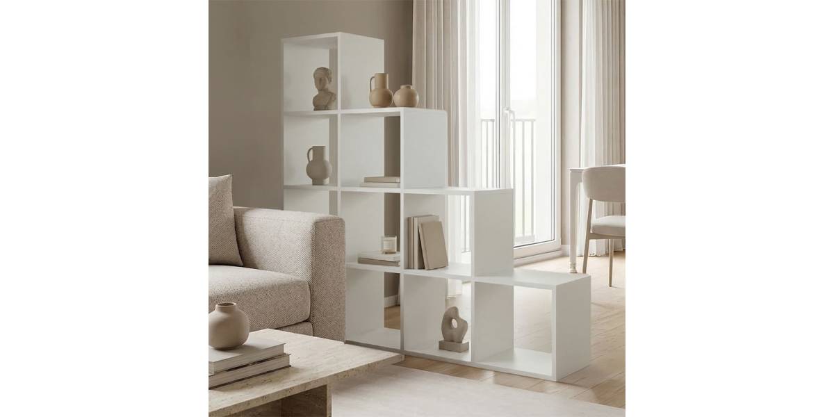 Βιβλιοθήκη Scala pakoworld λευκό 129.5x29x129.5εκ