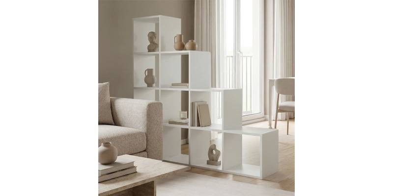 Βιβλιοθήκη Scala pakoworld λευκό 129.5x29x129.5εκ