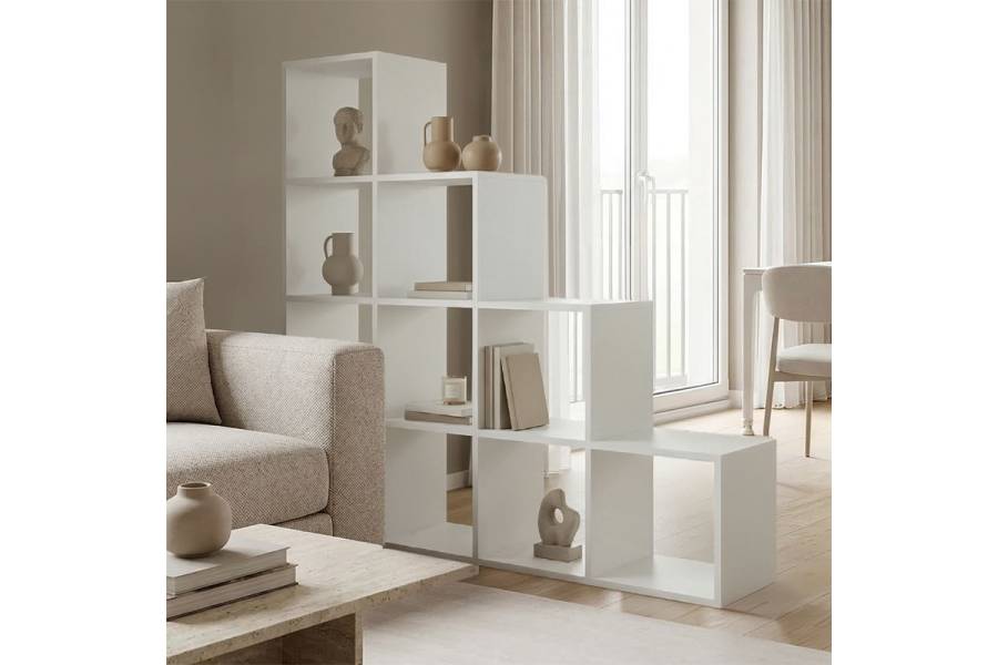 Βιβλιοθήκη Scala pakoworld λευκό 129.5x29x129.5εκ