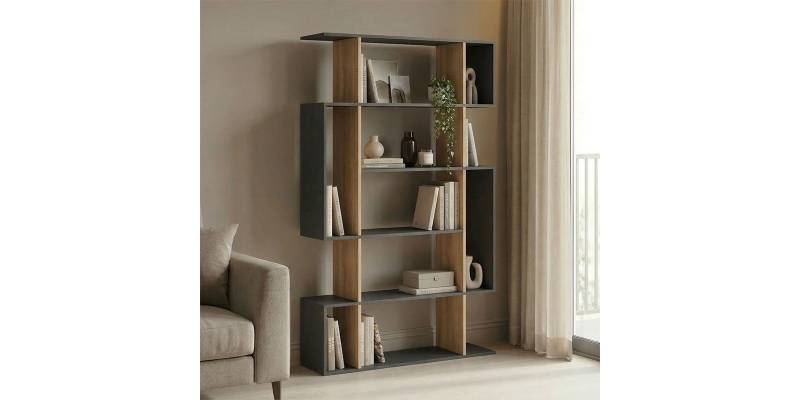 Βιβλιοθήκη Mito pakoworld ανθρακί - sonoma 108.5x25x161εκ