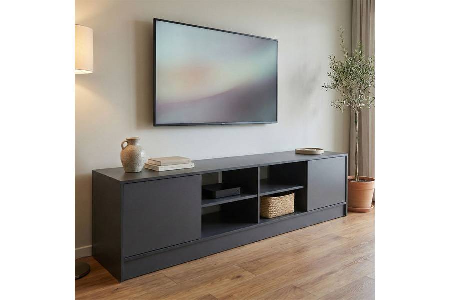 Έπιπλο τηλεόρασης Tivia pakoworld ανθρακί 180x35x41.5εκ