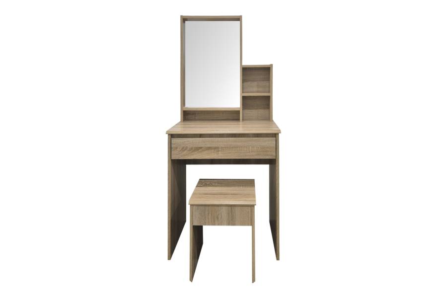 Τουαλέτα κρεβατοκάμαρας Larnia pakoworld με καθρέπτη και σκαμπό sonoma 65x40x142εκ