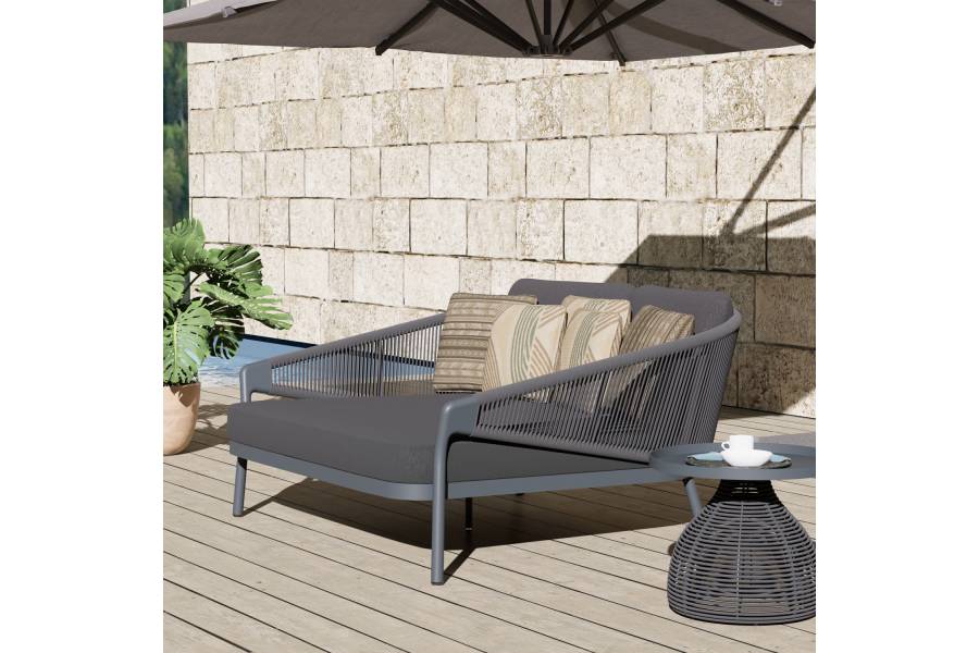 DAYBED ΣΕΙΡΑ XANTION ΗM6474.01 ΣΚΟΥΡΟ ΓΚΡΙ ΑΛΟΥΜΙΝΙΟ-ΣΧΟΙΝΙ-OLEFIN 157x147x88Υεκ