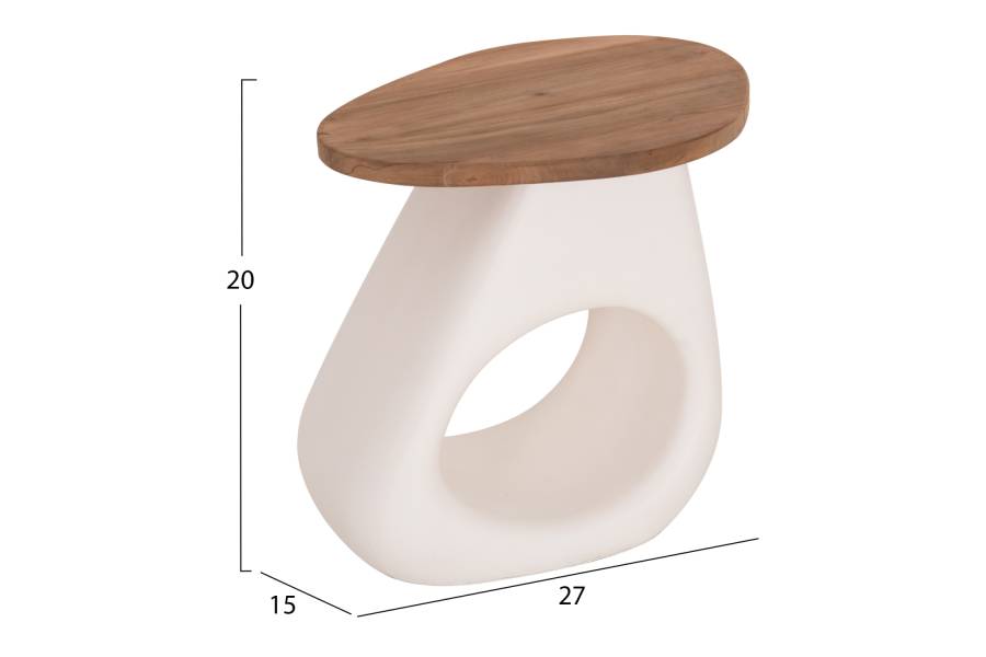 ΒΟΗΘΗΤΙΚΟ ΤΡΑΠΕΖΙ AIDA HM4692.02 FIBER CEMENT ΛΕΥΚΟ--ΞΥΛΟ TEAK TOP 47x60x59Υεκ