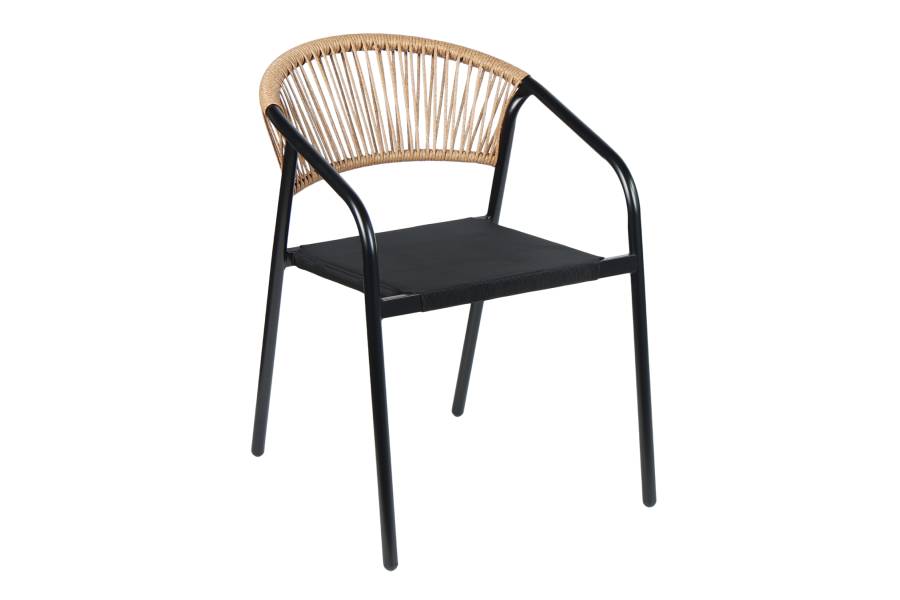 ΠΟΛΥΘΡΟΝΑ HOMAN HM6430.03 ΜΑΥΡΟ ΜΕΤΑΛΛΟ & TEXTILENE--ΜΠΕΖ P.E.RATTAN 53x58x75Υεκ
