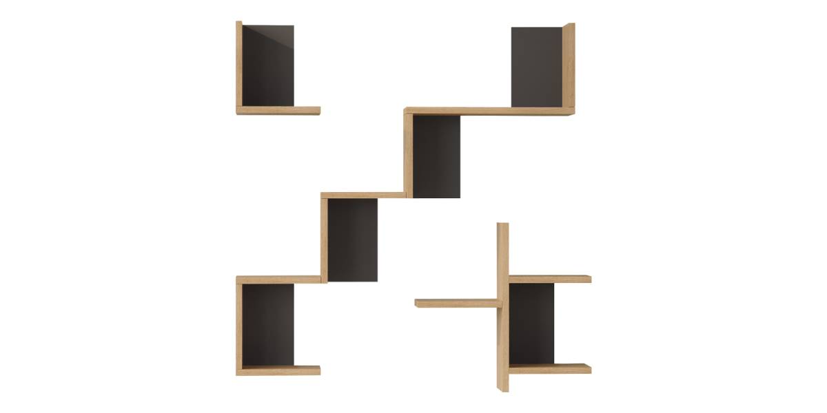 Ραφιέρα τοίχου Verso pakoworld oak με ανθρακί 99,4x14,5x103εκ