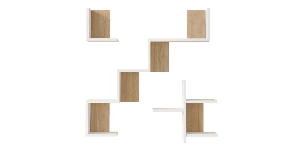 Ραφιέρα τοίχου Verso pakoworld λευκό με oak 99,4x14,5x103εκ