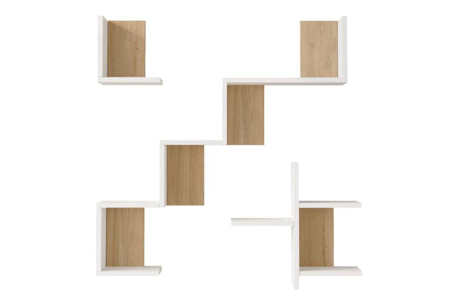 Ραφιέρα τοίχου Verso pakoworld λευκό με oak 99,4x14,5x103εκ