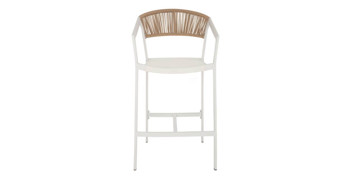 ΣΚΑΜΠΟ ΑΛΟΥΜΙΝΙΟΥ MIRI ΛΕΥΚΟ ΜΕ ΜΠΡΑΤΣΑ RATTAN & TEXTLINE 56x58x105Yεκ. HM5892.22