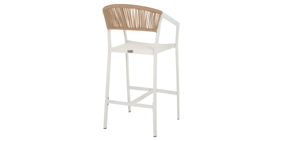 ΣΚΑΜΠΟ ΑΛΟΥΜΙΝΙΟΥ MIRI ΛΕΥΚΟ ΜΕ ΜΠΡΑΤΣΑ RATTAN & TEXTLINE 56x58x105Yεκ. HM5892.22