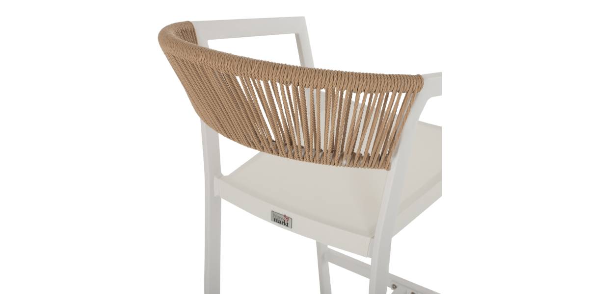 ΣΚΑΜΠΟ ΑΛΟΥΜΙΝΙΟΥ MIRI ΛΕΥΚΟ ΜΕ ΜΠΡΑΤΣΑ RATTAN & TEXTLINE 56x58x105Yεκ. HM5892.22