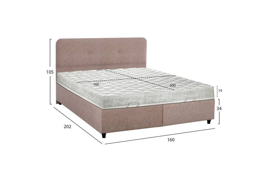 ΚΡΕΒΑΤΙ ΜΕ ΣΤΡΩΜΑ ΔΙΠΛΟ DOLORES HM21165 ΜΠΕΖ ΥΦΑΣΜΑ & ΑΠΟΘ.ΧΩΡΟΣ-ΓΙΑ 160x200εκ.