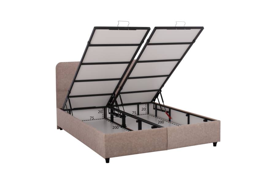 ΚΡΕΒΑΤΙ ΜΕ ΣΤΡΩΜΑ ΔΙΠΛΟ DOLORES HM21165 ΜΠΕΖ ΥΦΑΣΜΑ & ΑΠΟΘ.ΧΩΡΟΣ-ΓΙΑ 160x200εκ.