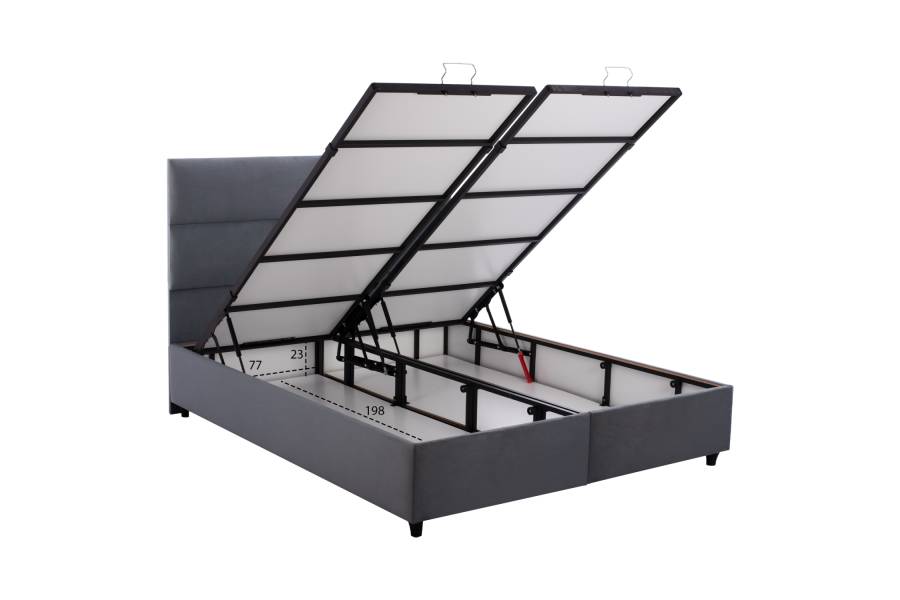 ΚΡΕΒΑΤΙ ΜΕ ΣΤΡΩΜΑ ΔΙΠΛΟ MILO HM21163 ΓΚΡΙ ΒΕΛΟΥΔΟ & ΑΠΟΘ.ΧΩΡΟΣ-ΓΙΑ 160x200εκ.