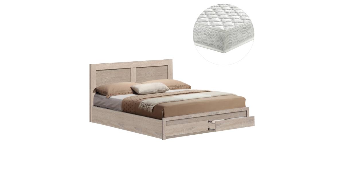 ΚΡΕΒΑΤΙ ΔΙΠΛΟ ΜΕ ΣΥΡΤΑΡΙΑ & ΣΤΡΩΜΑ CAPRI HM21169 ΜΕΛΑΜΙΝΗ SONAMA--ΓΙΑ 150x200εκ