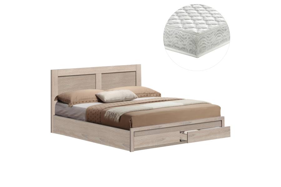 ΚΡΕΒΑΤΙ ΔΙΠΛΟ ΜΕ ΣΥΡΤΑΡΙΑ & ΣΤΡΩΜΑ CAPRI HM21169 ΜΕΛΑΜΙΝΗ SONAMA--ΓΙΑ 150x200εκ