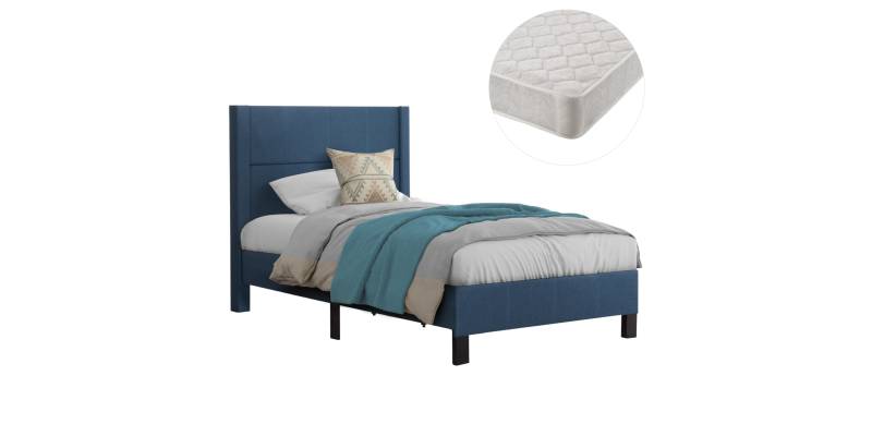 ΚΡΕΒΑΤΙ ΜΟΝΟ & ΣΤΡΩΜΑ TRILLOP HM21203.14 ΜΠΛΕ ΥΦΑΣΜΑ--ΓΙΑ 120x200εκ