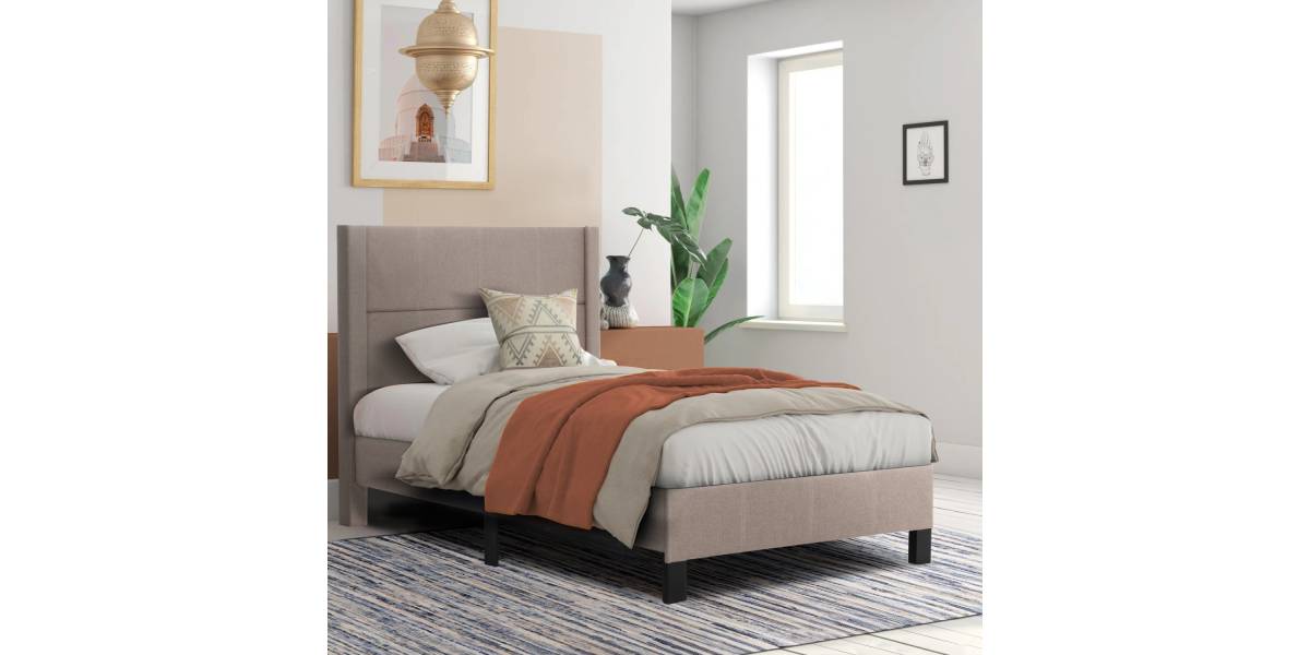 ΚΡΕΒΑΤΙ ΜΟΝΟ & ΣΤΡΩΜΑ TRILLOP HM21203.15 ΜΠΕΖ ΥΦΑΣΜΑ--ΓΙΑ 120x200εκ