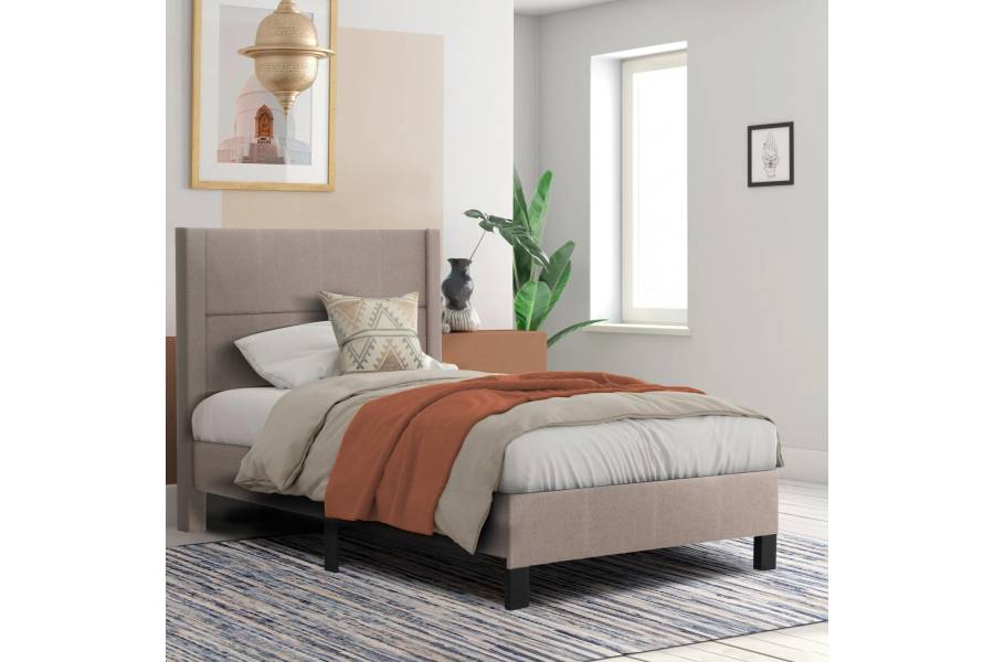 ΚΡΕΒΑΤΙ ΜΟΝΟ & ΣΤΡΩΜΑ TRILLOP HM21203.15 ΜΠΕΖ ΥΦΑΣΜΑ--ΓΙΑ 120x200εκ