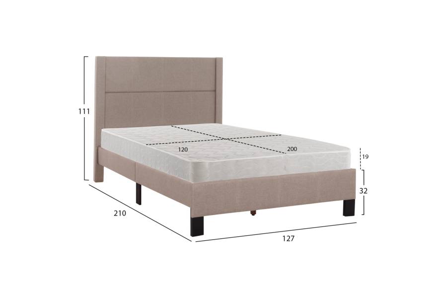 ΚΡΕΒΑΤΙ ΜΟΝΟ & ΣΤΡΩΜΑ TRILLOP HM21203.15 ΜΠΕΖ ΥΦΑΣΜΑ--ΓΙΑ 120x200εκ