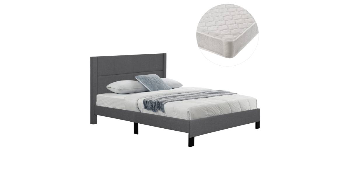 ΚΡΕΒΑΤΙ ΔΙΠΛΟ & ΣΤΡΩΜΑ TRILLOP HM21202.12 ΓΚΡΙ ΥΦΑΣΜΑ--ΓΙΑ 160x200εκ