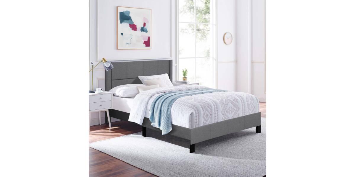 ΚΡΕΒΑΤΙ ΔΙΠΛΟ & ΣΤΡΩΜΑ TRILLOP HM21202.12 ΓΚΡΙ ΥΦΑΣΜΑ--ΓΙΑ 160x200εκ