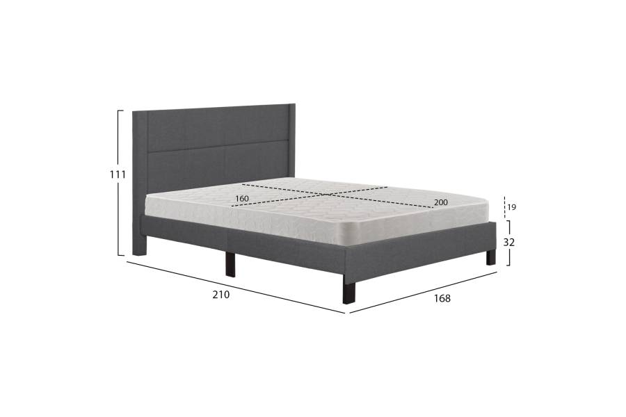 ΚΡΕΒΑΤΙ ΔΙΠΛΟ & ΣΤΡΩΜΑ TRILLOP HM21202.12 ΓΚΡΙ ΥΦΑΣΜΑ--ΓΙΑ 160x200εκ