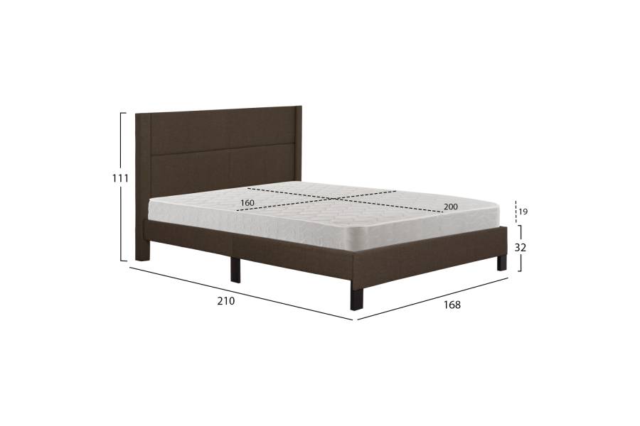 ΚΡΕΒΑΤΙ ΔΙΠΛΟ & ΣΤΡΩΜΑ TRILLOP HM21202.13 ΚΑΦΕ ΥΦΑΣΜΑ--ΓΙΑ 160x200εκ