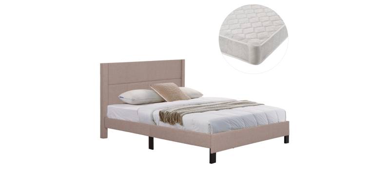 ΚΡΕΒΑΤΙ ΔΙΠΛΟ & ΣΤΡΩΜΑ TRILLOP HM21202.15 ΜΠΕΖ ΥΦΑΣΜΑ--ΓΙΑ 160x200εκ