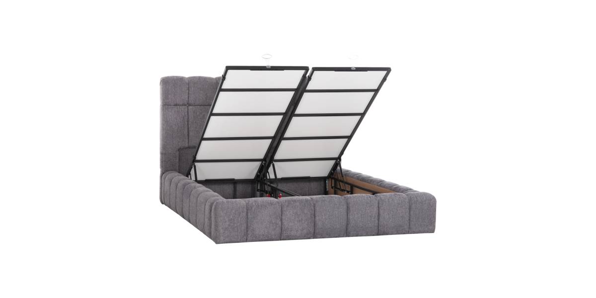 ΚΡΕΒΑΤΙ ΔΙΠΛΟ ΜΕ ΣΤΡΩΜΑ & ΑΠΟΘ.ΧΩΡΟ RAMON HM21168 ΓΚΡΙ ΜΠΟΥΚΛΕ--ΓΙΑ 160x200εκ